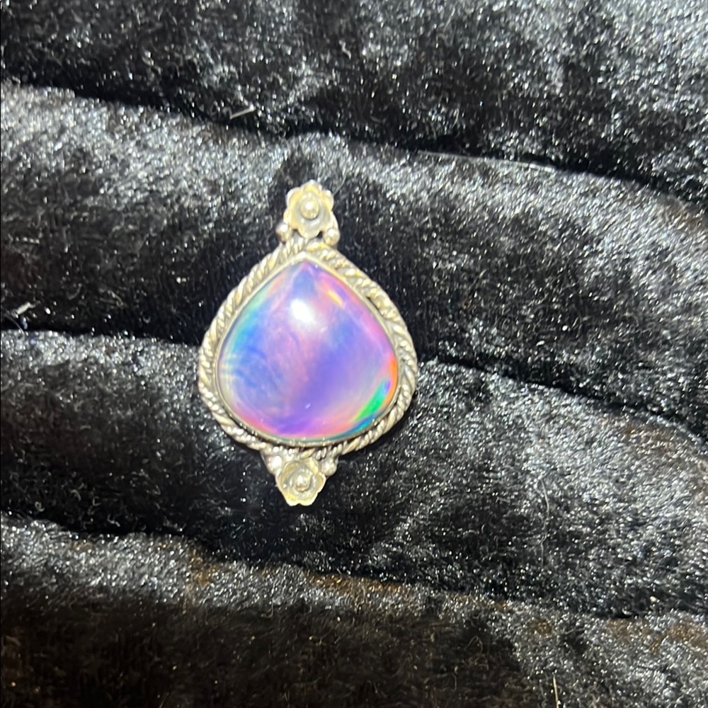 Genuine Aurora Opal Ring set in Sterling 925 silver size 7